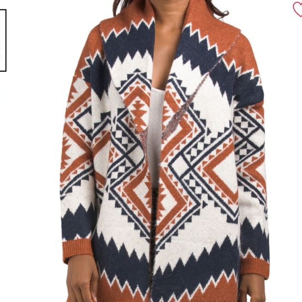 TAHARI - Long Sleeve Aztec Soft Cozy Cardigan